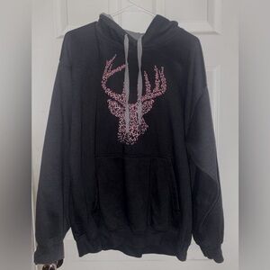 Women’s Realtree Black Sweatshirt Pink Deer Head Logo Size Large